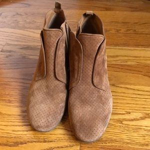 Franco Sarto Brown Suede Zip Booties